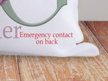 Load image into Gallery viewer, Clearly indicate on the front if there are emergency information details on back. Printed in chunky letters and vibrant Red guaranteed to stand out.
