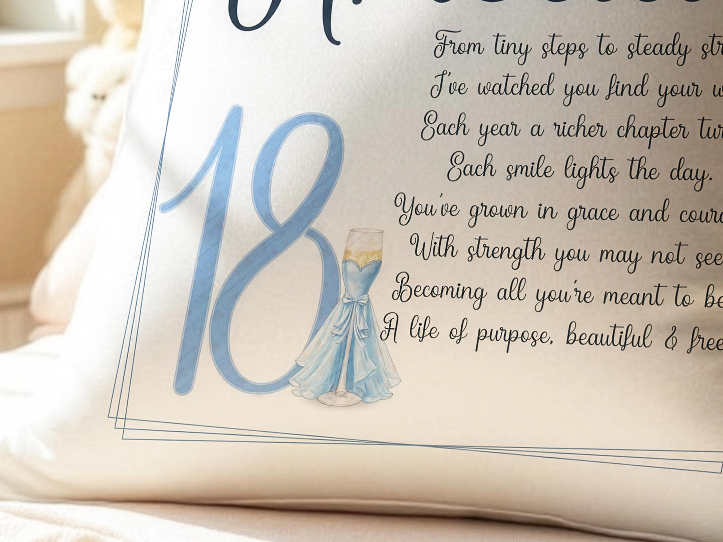 Personalised 18th birthday Cushion, 21st present ideas for bestie / sister, custom name pillow