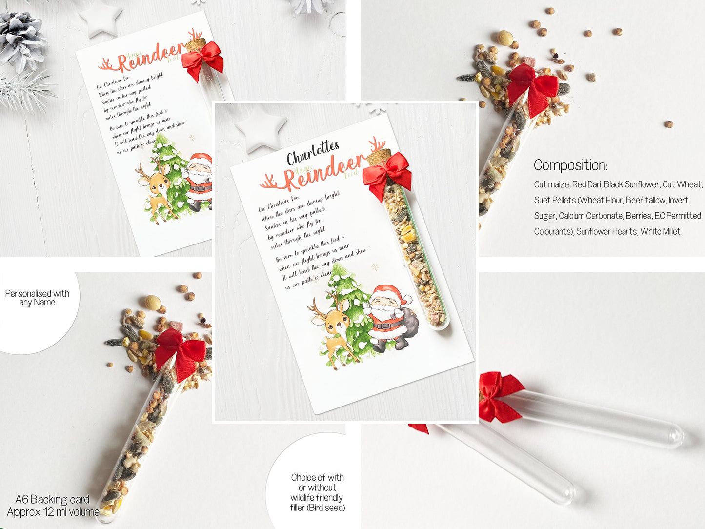 Reindeer food - Christmas eve box filler for kids, Xmas family tradition - Animal friendly reindeer dust, Personalised with any name