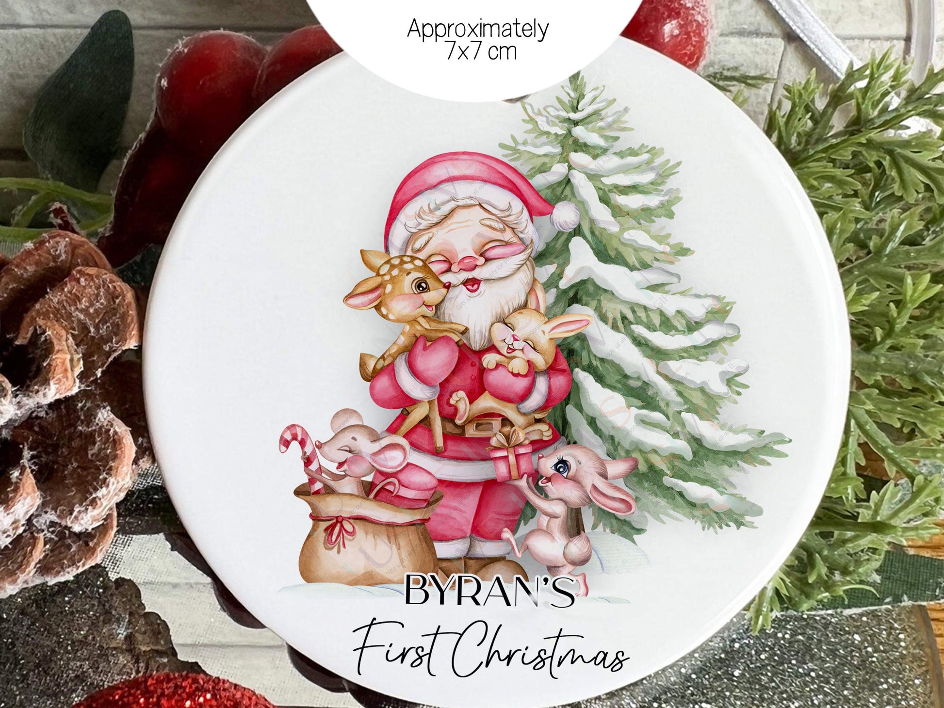 White ceramic ornament approximately 7 by 7 cm