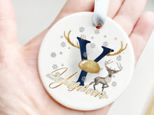 Load image into Gallery viewer, Image shows Navy initial with Gold nose and matching Gold name.
