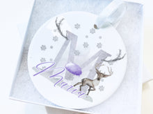 Load image into Gallery viewer, Image shows Silver initial with Lilac nose and matching Lilac name.
