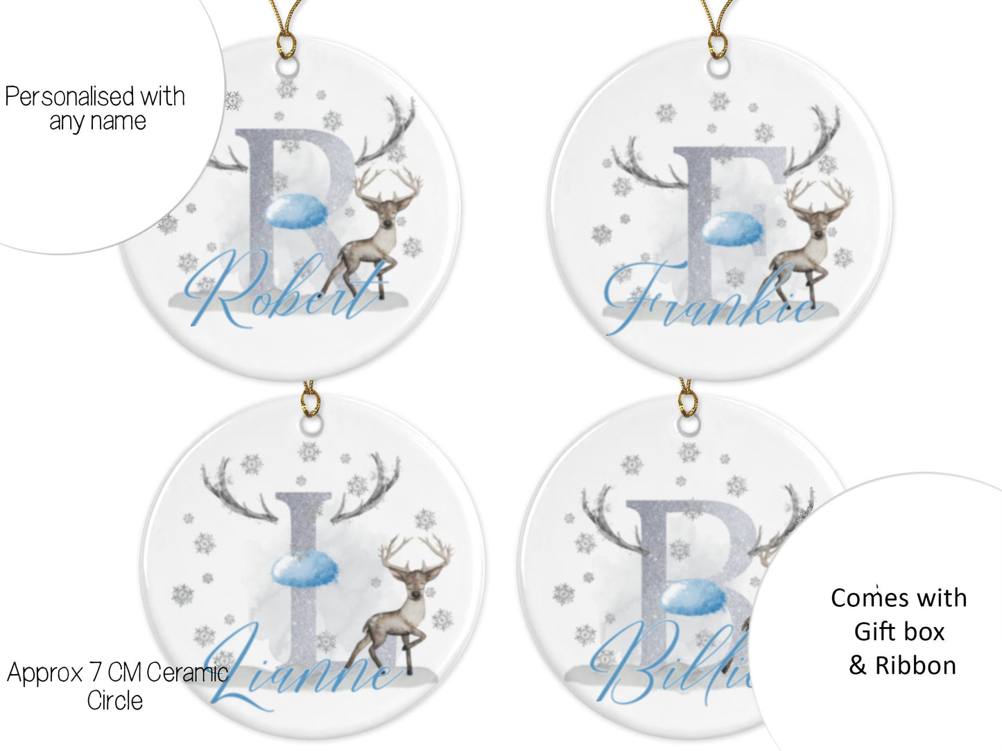 Personalised with any name 
Approximately 7cm ceramic circle
comes with gift box and ribbon