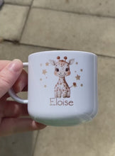Load and play video in Gallery viewer, Personalised plastic cup for kids: Shatterproof Polymer Plastic Boho Safari mug, 5 different animals

