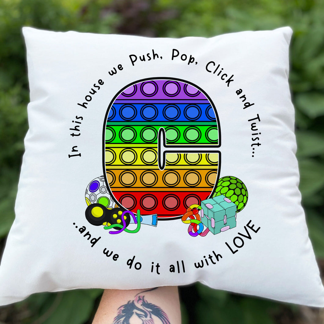 Fidgets lover Initial cushion with Name