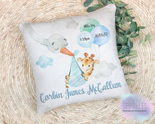 Load image into Gallery viewer, Stork baby Birth details cushion
