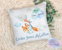 Load image into Gallery viewer, Stork baby Birth details cushion
