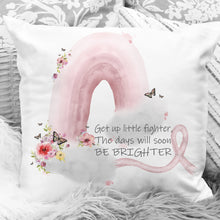 Load image into Gallery viewer, Breast Cancer Ribbon Rainbow cushion with name
