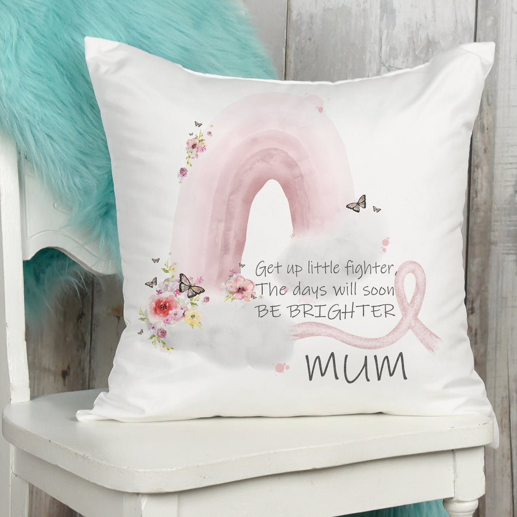 Breast Cancer Ribbon Rainbow cushion with name