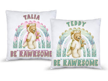 Load image into Gallery viewer, Personalised Dinosaur teddy cushion with name
