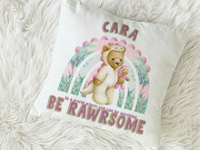 Load image into Gallery viewer, Personalised Dinosaur teddy cushion with name
