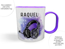 Load image into Gallery viewer, Gamer headset shatter proof mug with name
