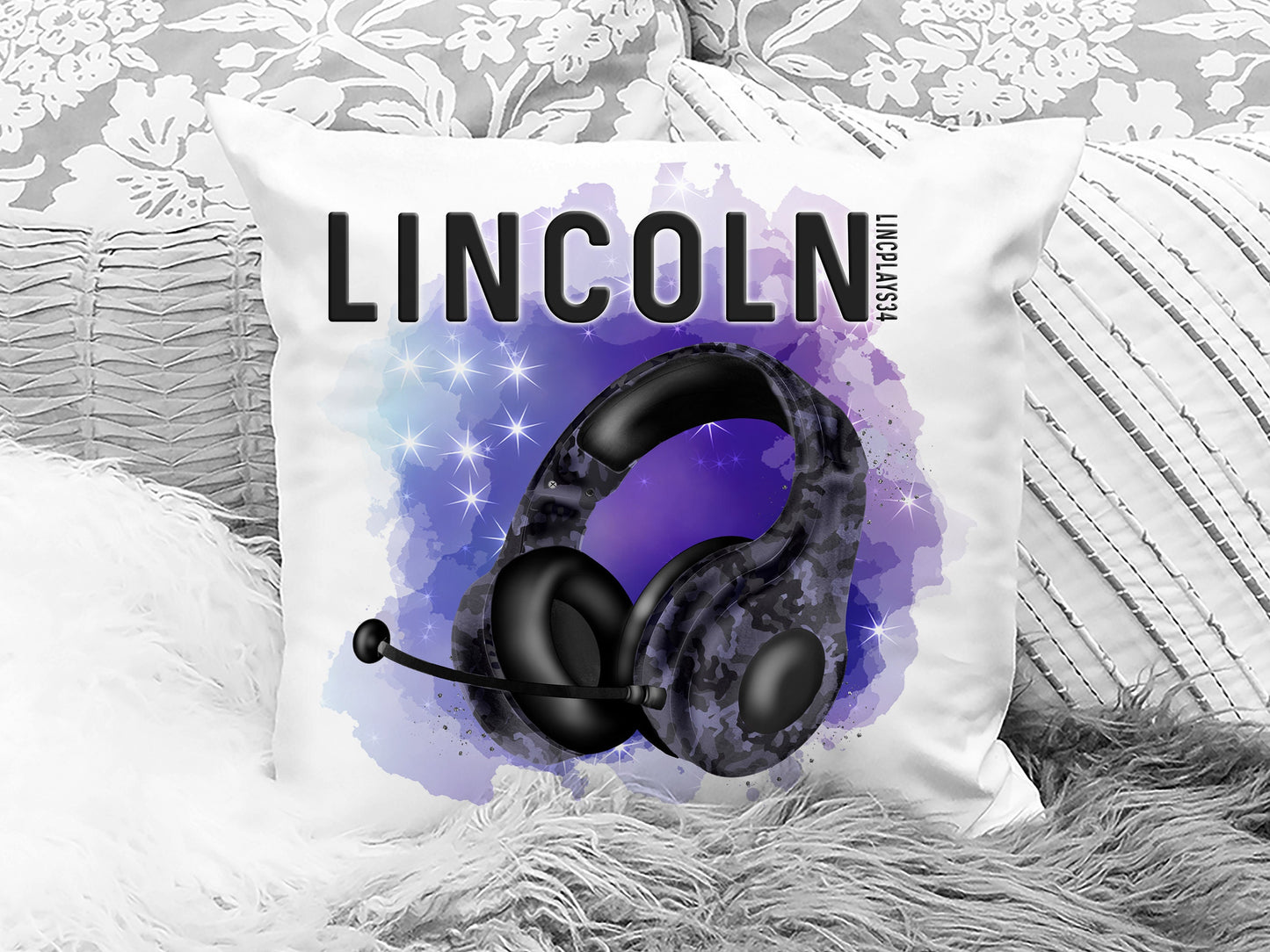 Gamer headset cushion with name