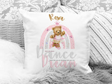 Load image into Gallery viewer, Personalised Ballerina teddy bear cushion with name
