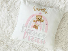 Load image into Gallery viewer, Personalised Ballerina teddy bear cushion with name
