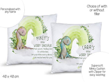 Load image into Gallery viewer, Worry Dinosaur cushion with name (Pinky dino)
