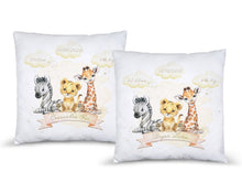 Load image into Gallery viewer, Personalised Safari animal Birth stats Cushion
