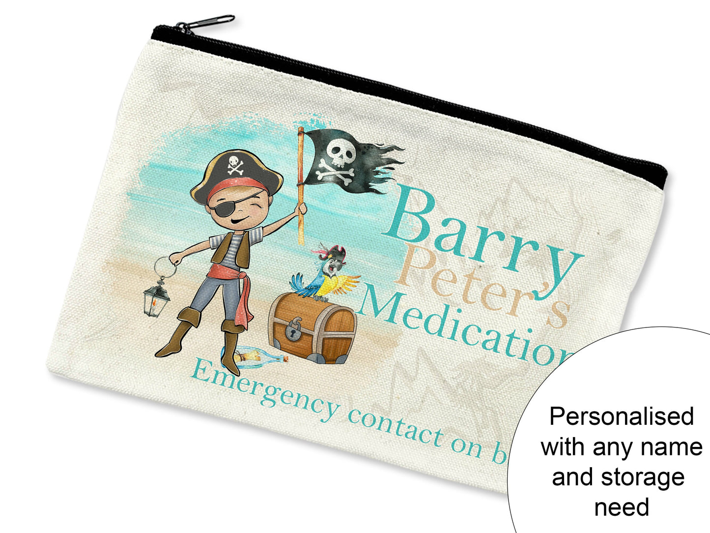 Pirate Asthma Inhaler holder , Medication bag for kids , medication travel bag , Asthma Pump medicine bag , Boy or girl pirate design