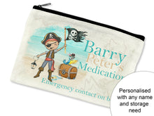 Load image into Gallery viewer, Pirate Asthma Inhaler holder , Medication bag for kids , medication travel bag , Asthma Pump medicine bag , Boy or girl pirate design
