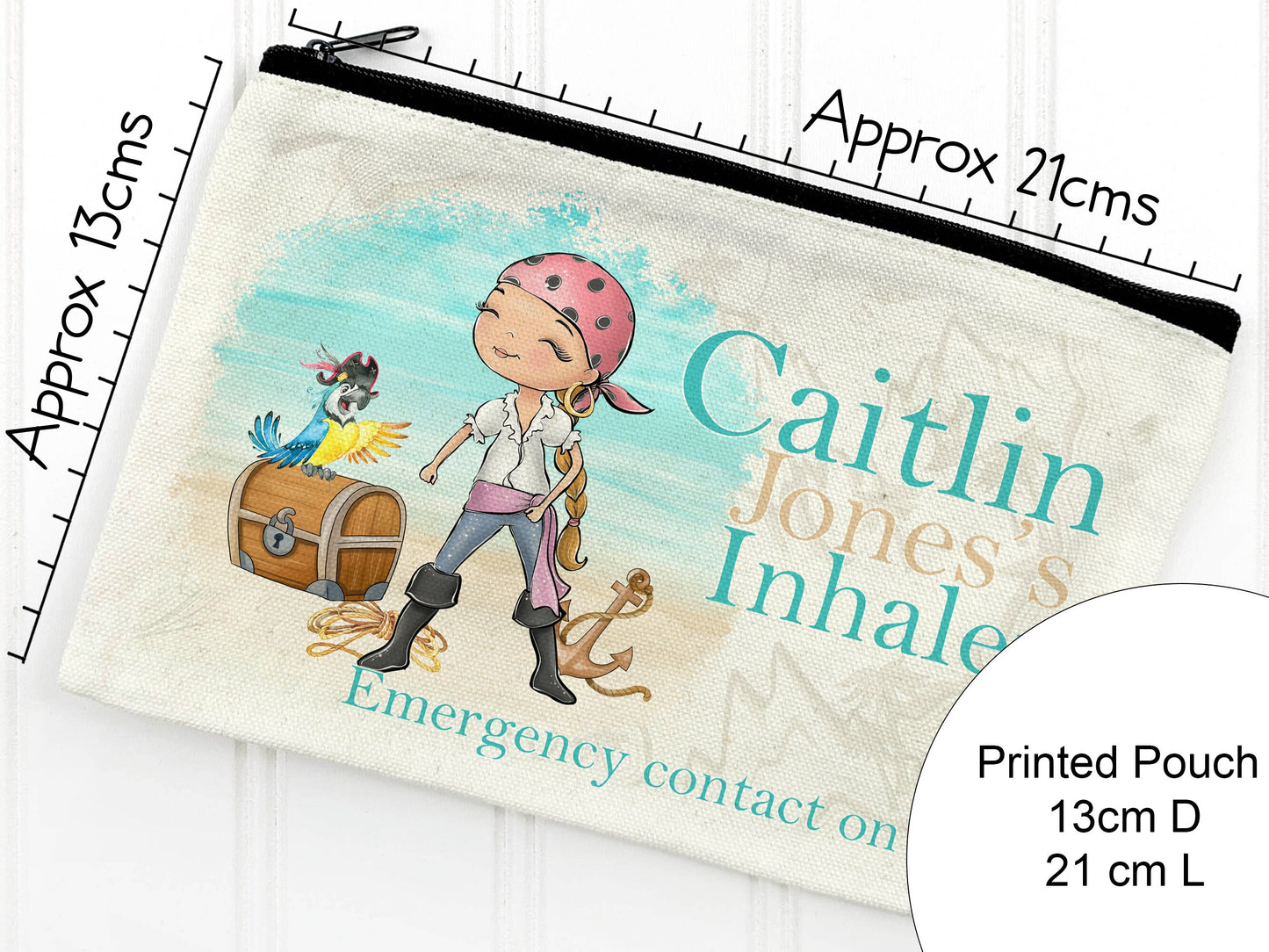 Pirate Asthma Inhaler holder , Medication bag for kids , medication travel bag , Asthma Pump medicine bag , Boy or girl pirate design