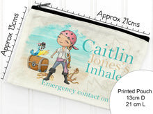 Load image into Gallery viewer, Pirate Asthma Inhaler holder , Medication bag for kids , medication travel bag , Asthma Pump medicine bag , Boy or girl pirate design
