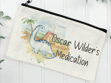 Load image into Gallery viewer, Dinosaur Asthma Inhaler holder , Medication bag for kids , medication travel bag , Asthma Pump medicine bag , Asthma spacer storage zip pouch
