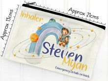 Load image into Gallery viewer, Space Asthma Inhaler holder , personalised space gift , Medication bag for kids , medication travel bag , Asthma Pump medicine bag , storage pouch
