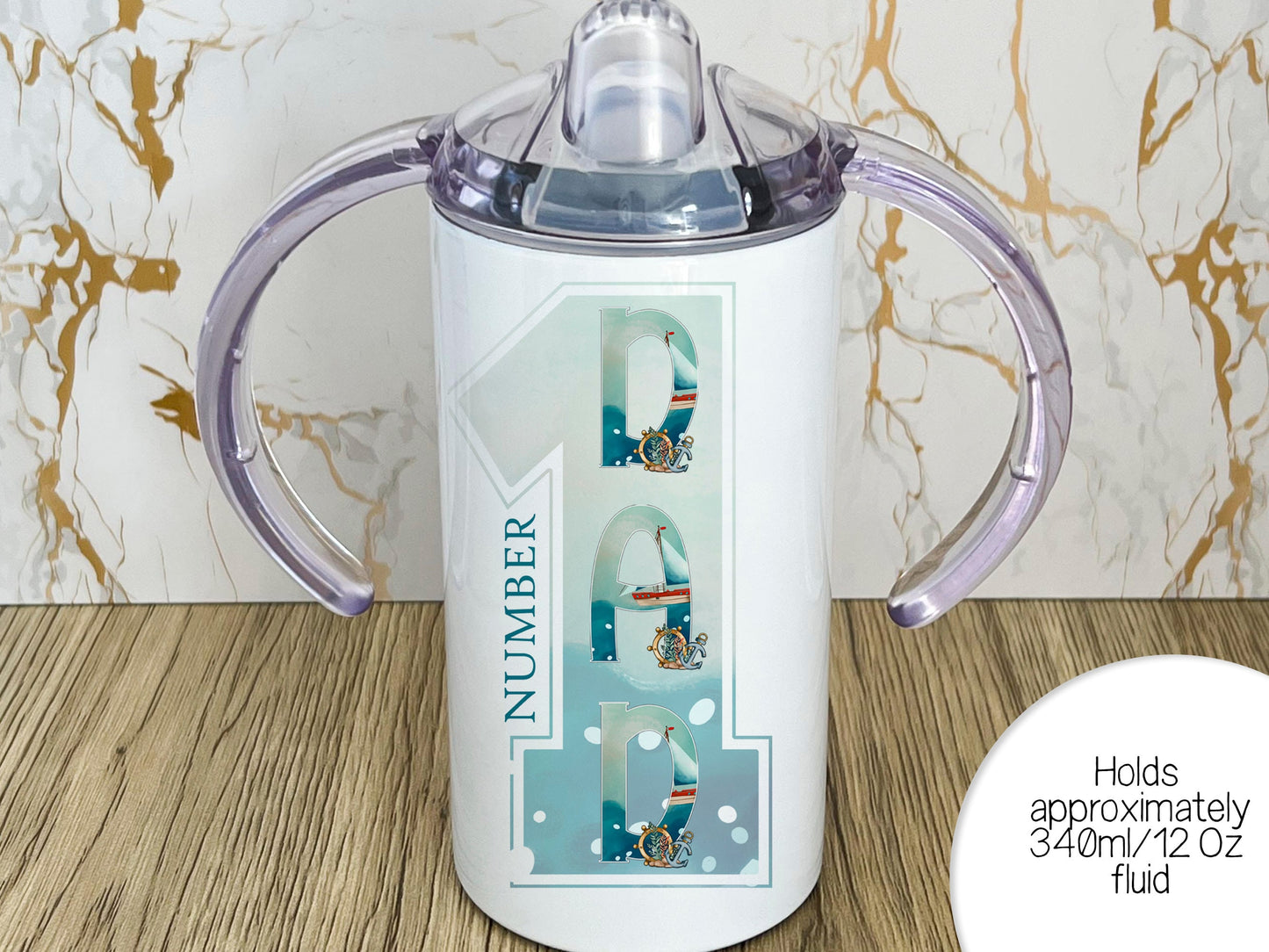Sailing Boat Initial Sippy cup for disabled adult