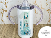 Load image into Gallery viewer, Sailing Boat Initial Sippy cup for disabled adult
