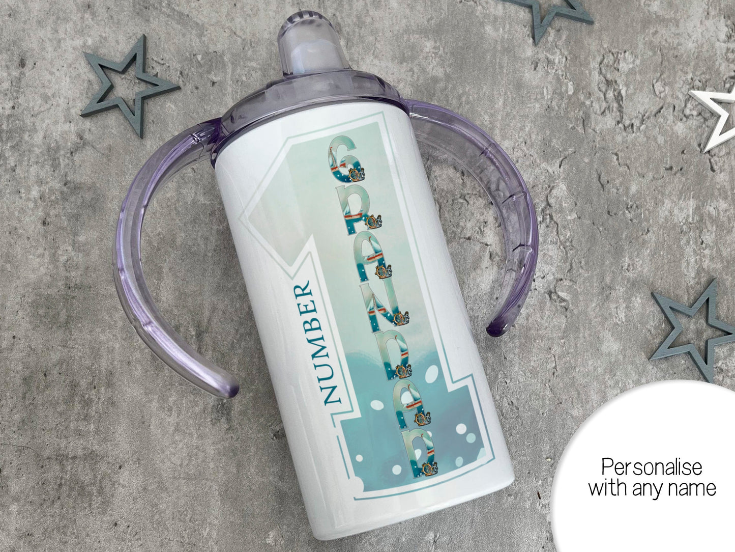 Sailing Boat Initial Sippy cup for disabled adult