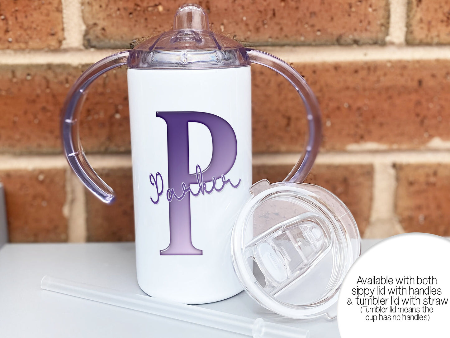 Supplied with both sippy lid with Handles and tumbler flat lid with straw & no handles.