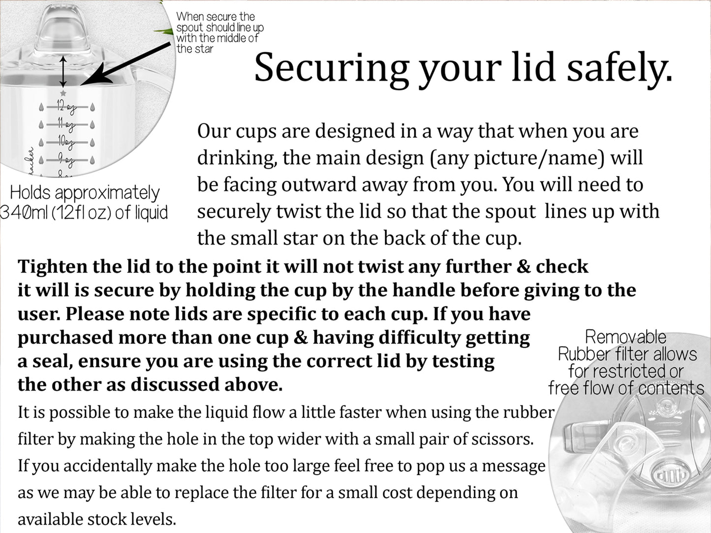 Included in your parcel will be our printed guide on how to use and properly care for your cup.